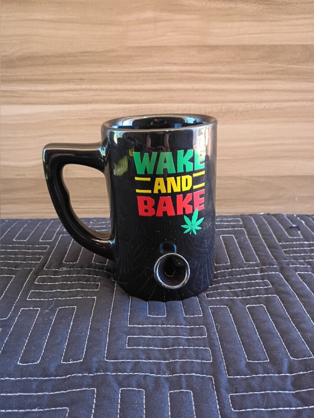 Black Ceramic 'Wake and Bake' Mug